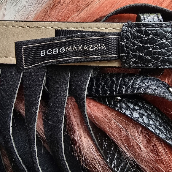 BCBGMaxazria, Black Fringe Vegan Leather Studded Statement Belt, Size Medium - Picture 10 of 12